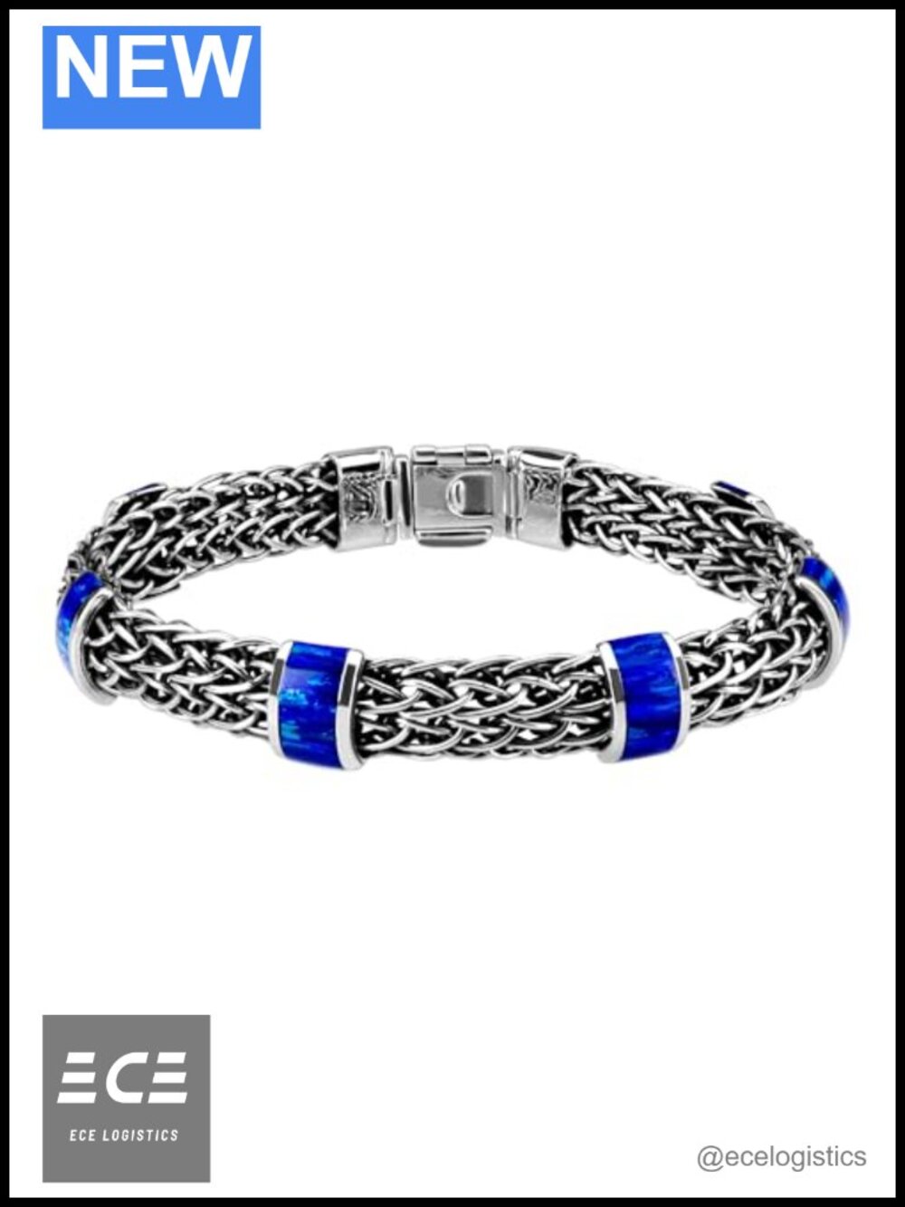 Sterling Silver Opal Braided Link Bracelet Artisan Elegant